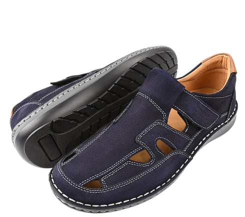 Pantofi vara casual, barbati, OTTER, 9543 bleumarin, piele intoarsa